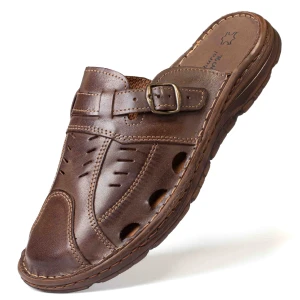 Skórzane męskie klapki z dziurami 2209