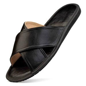 Kapcie męskie skórzane na dwa paski 1233