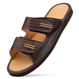 Kapcie męskie regulowane na rzep na szeroką stopę i wysokie podbicie 1237