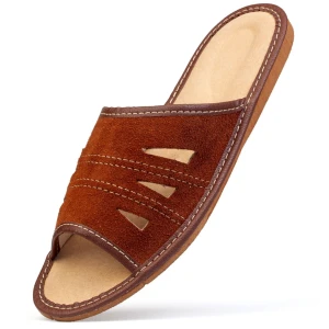 Pantofle męskie zamszowe z odkrytymi palcami 1213 